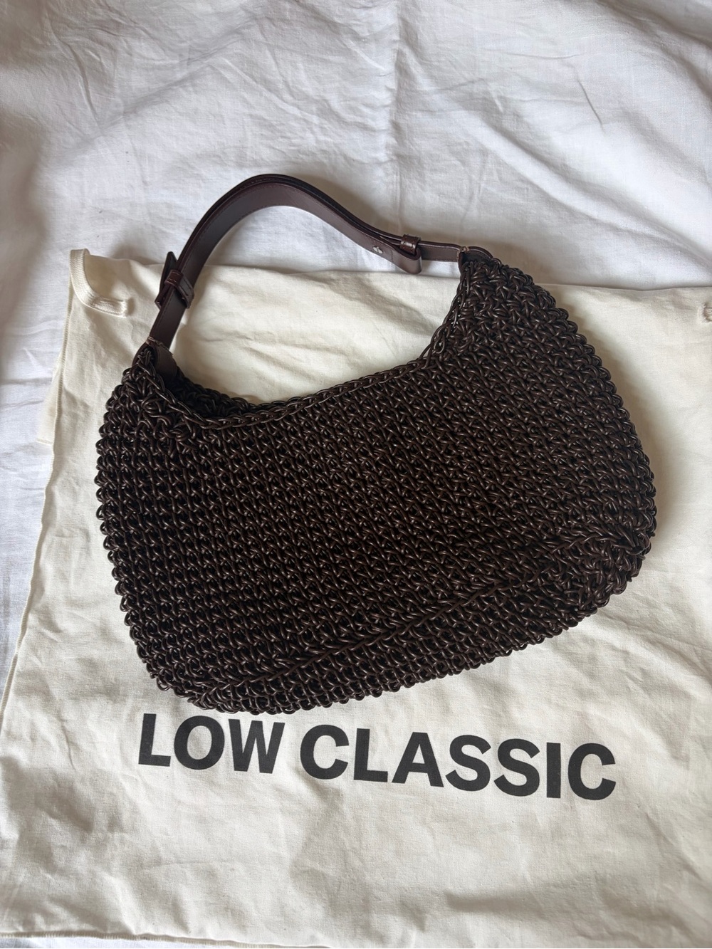 LOW CLASSIC Brown Weaving Shoulder Bag - Picture 2 of 5